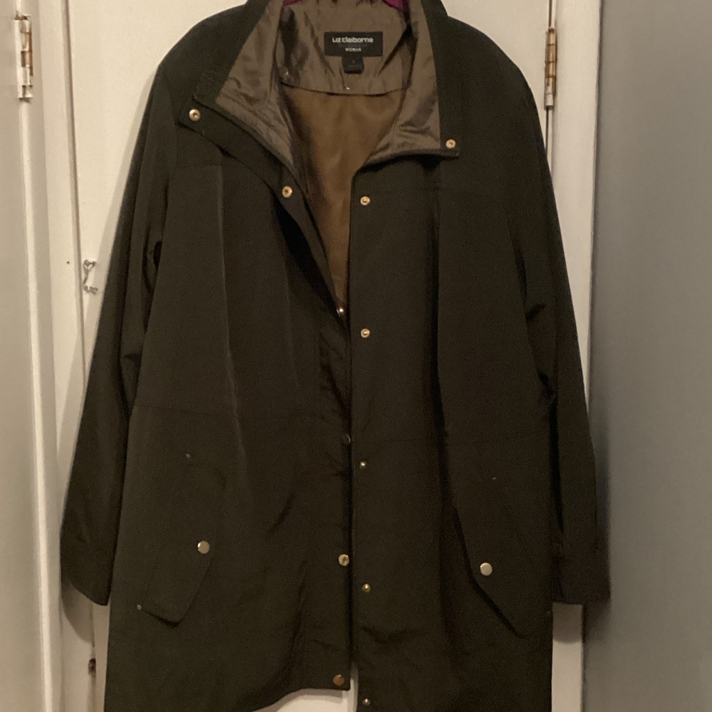 Liz Claiborne Elegant Dark Green Pea Coat